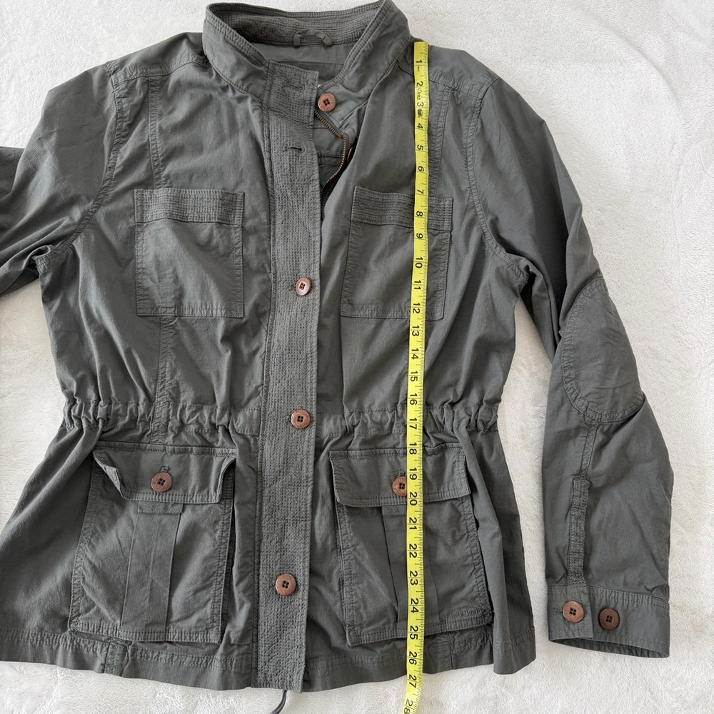 LL Bean Jacket Womens SZ L GrayGreen Utility Ripstop Field Chore FullZip Pockets - Picture 8 of 9